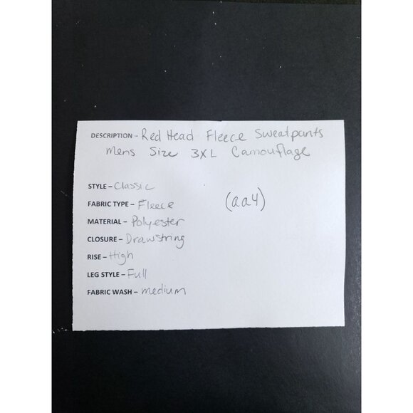 Red Head Mens 3XL Camouflage Fleece Pants With Drawstring Waist & Full Leg Style - Picture 9 of 10